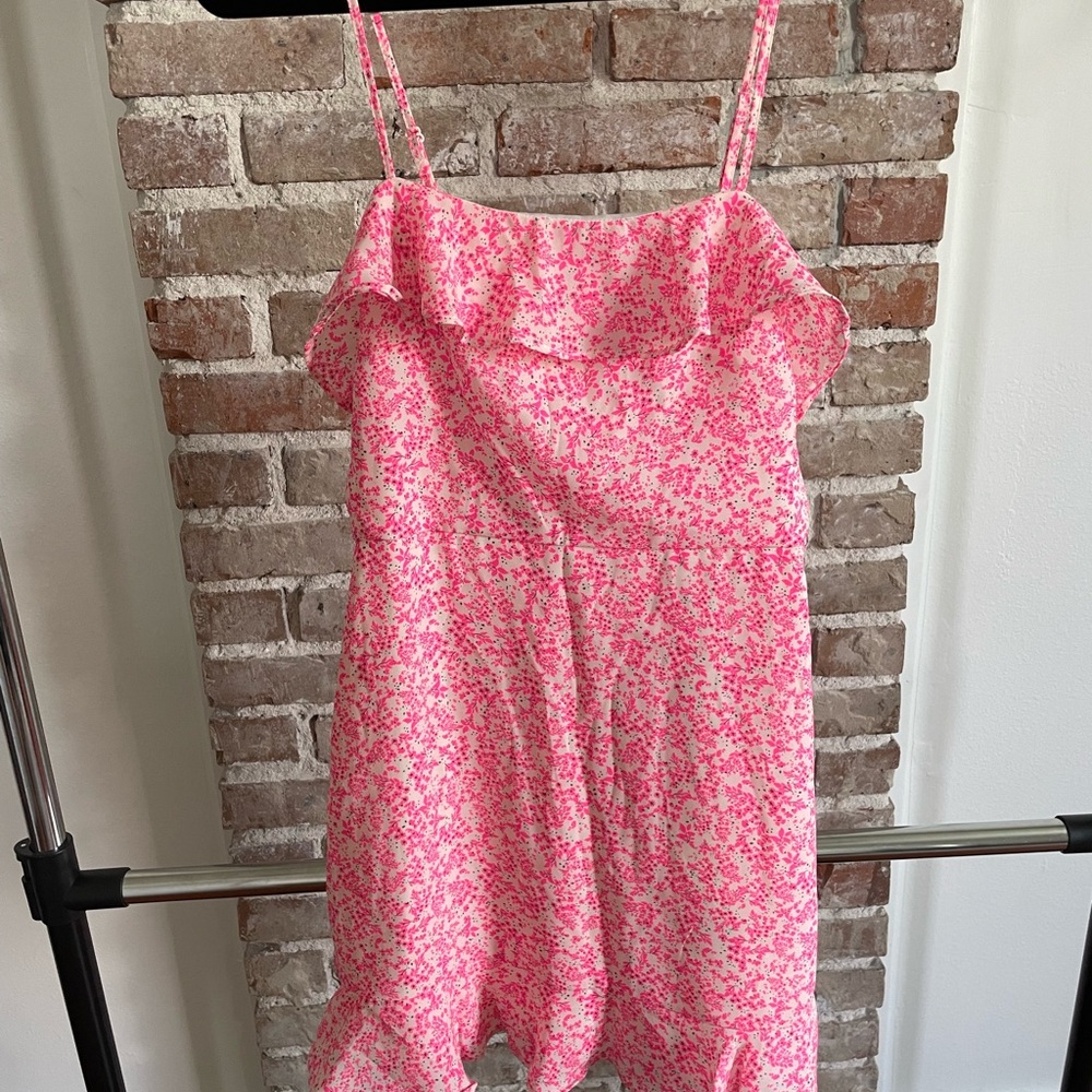 Pink Floral Ruffle Dress